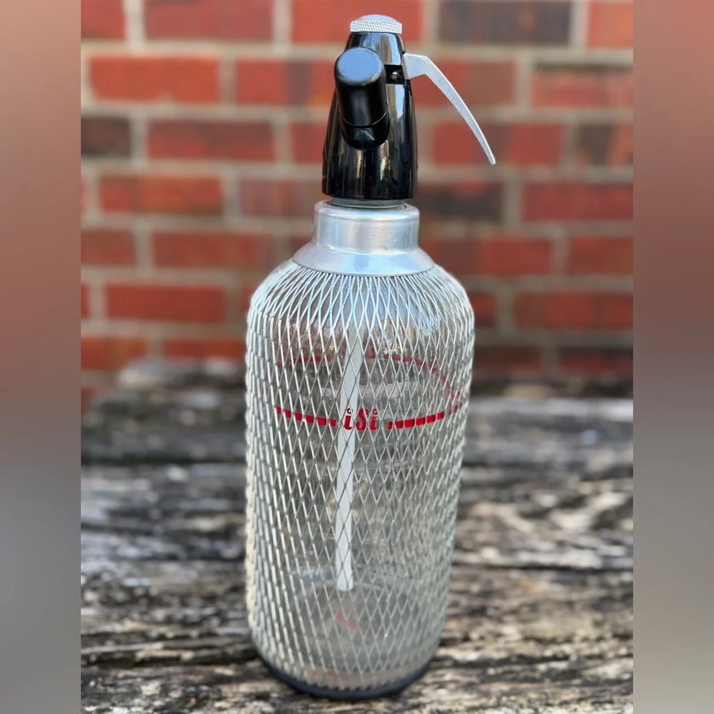 Vintage 1960’s ISI Classic Heimsyphon Soda Seltzer Siphon with Mesh Cover M8
